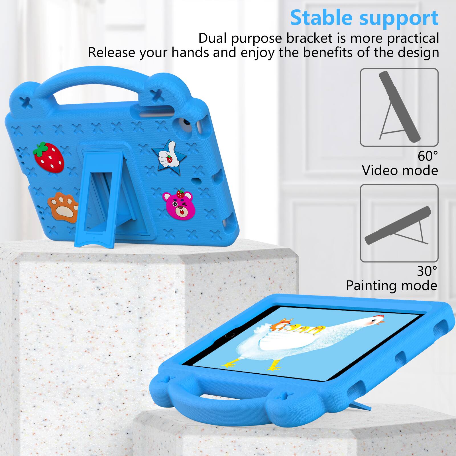 Stable support  
Dual purpose bracket is more practical  
Release your hands and enjoy the benefits of the design  

A 60° Video mode  
30° Painting mode
