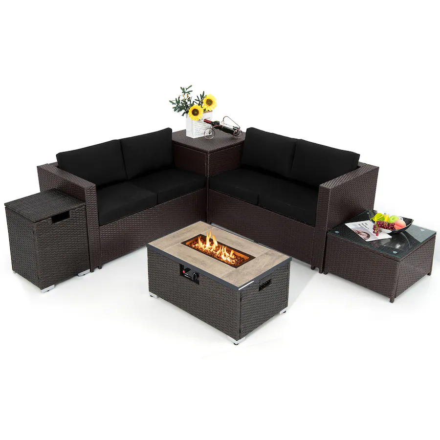 Costway 6PCS Outdoor Wicker Furniture Set with 32