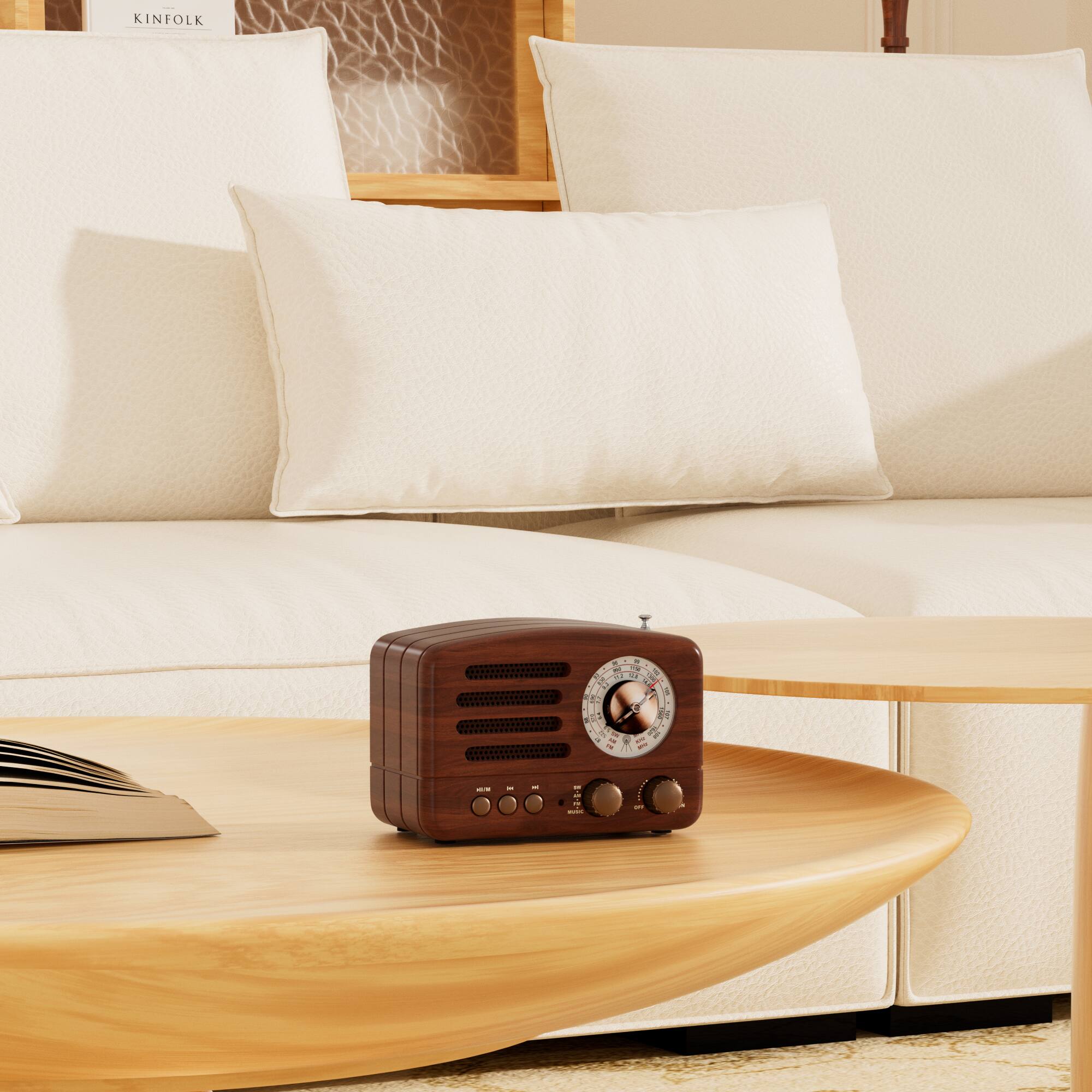 Alt View 5. Topteng - Retro Bluetooth Speaker, AM/FM/SW Radio with USB/TF Card Playback, Portable Vintage Wireless Music Player, 5W.