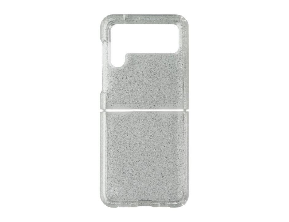 Speck - Presidio Perfect Clear Fold With Glitter Case for Samsung Galaxy Z Flip4 / Galaxy Z Flip3 - Clear/Platinum Glitter