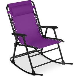 Best Choice Products - Folding Outdoor Zero Gravity Rocking Lounge Chair w/ Headrest Pillow - Amethyst Purple