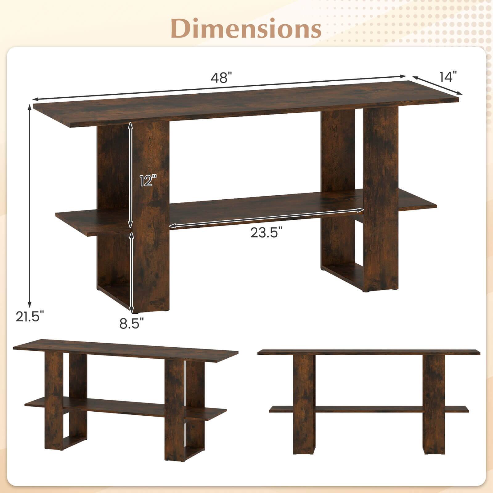 Dimensions: 48" x 14" x 12" x 23.5" x 21.5" x 8.5"