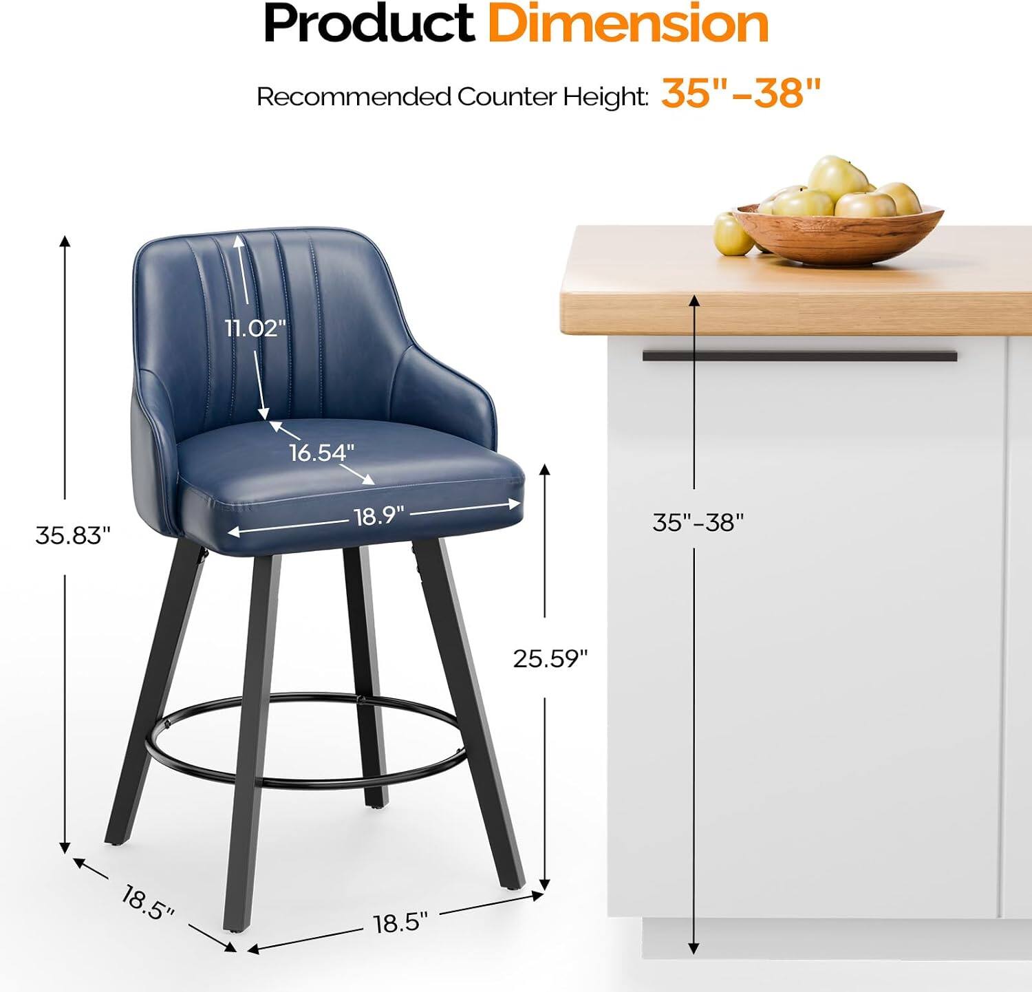 Product Dimension  
Recommended Counter Height: 35"-38"  
11.02"  
16.54"  
35.83"  
18.9"  
35"-38"  
25.59"  
18.5"  
18.5"