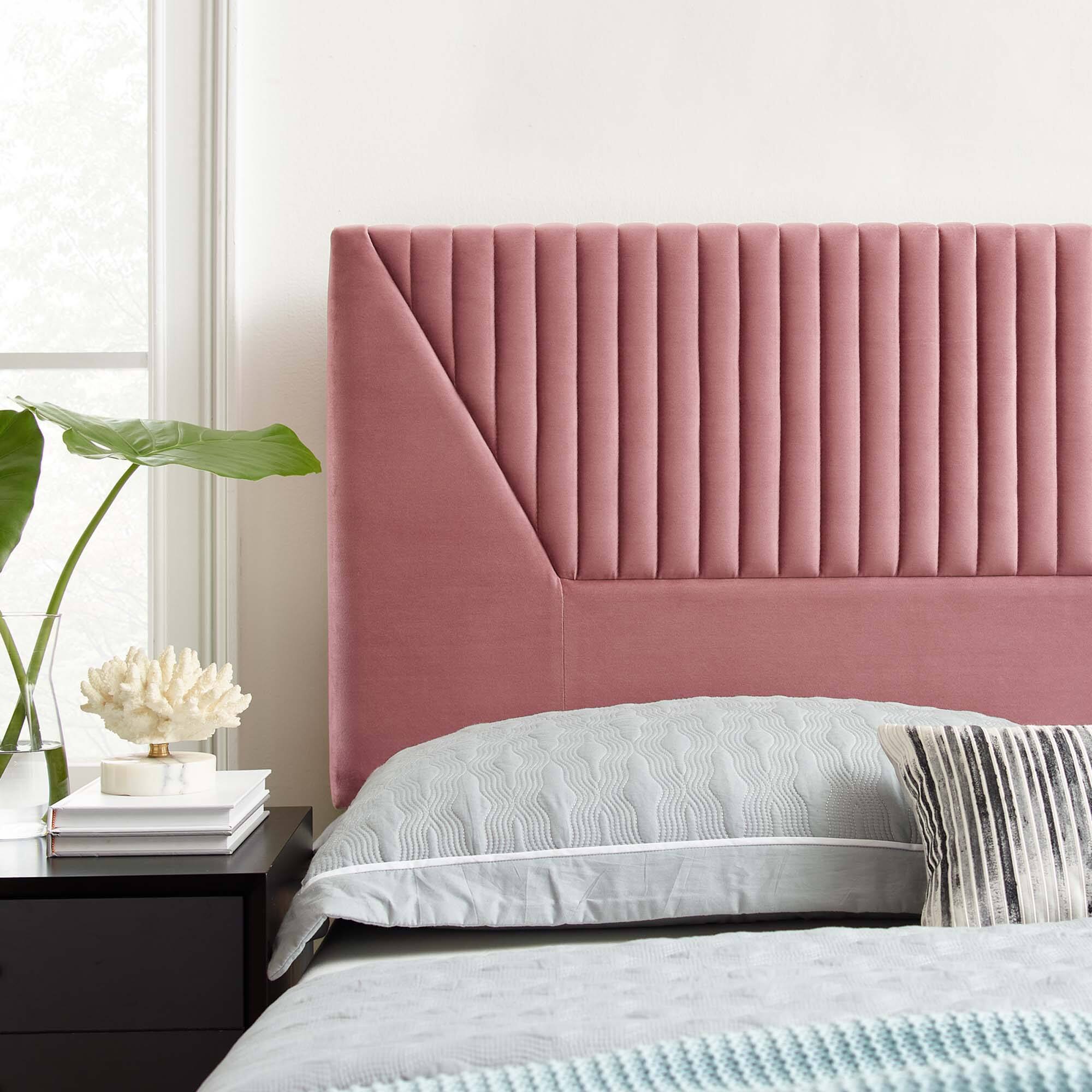 Alt View 3. Modway - Patience Channel Tufted Performance Velvet King/California King Headboard by Modway - Dusty Rose.