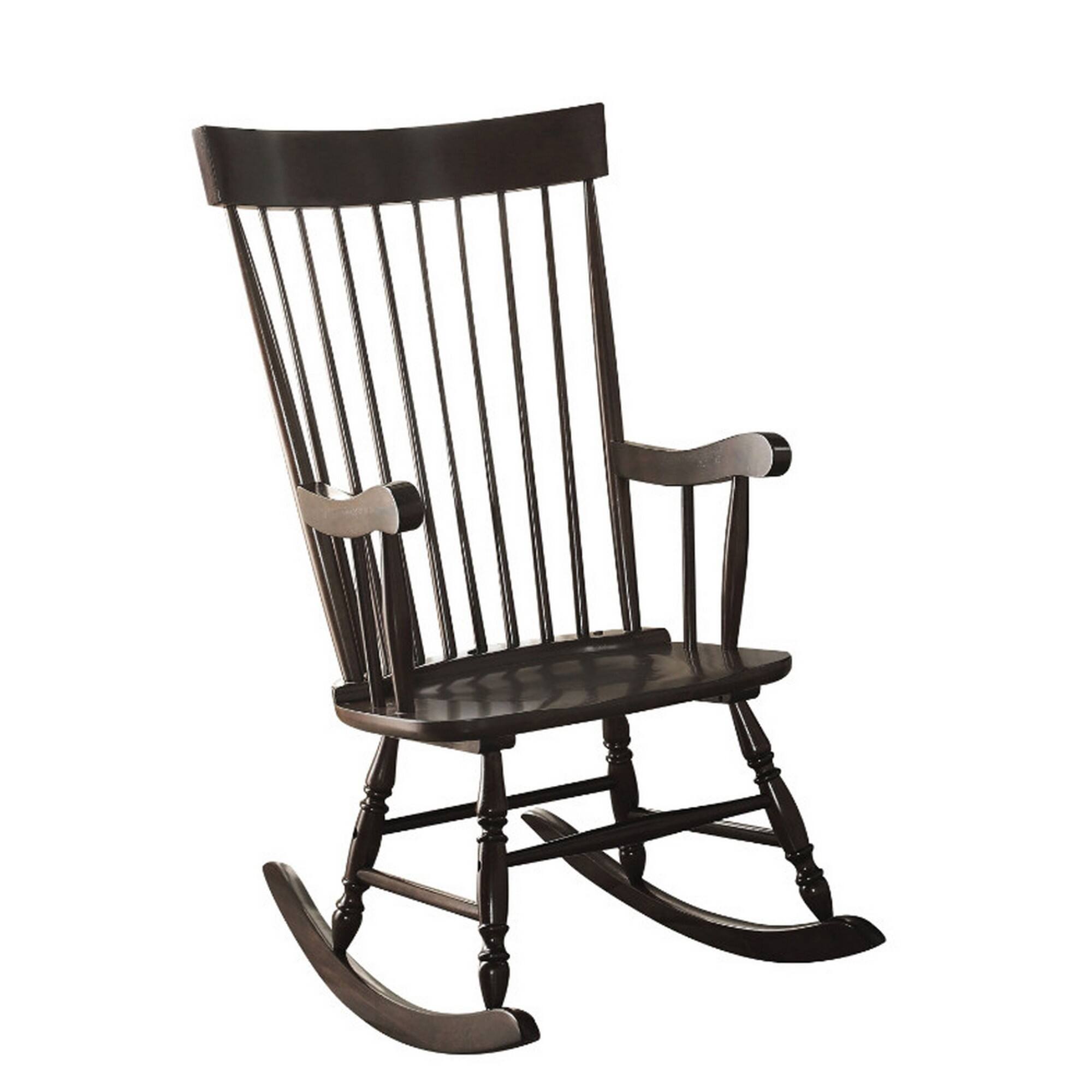 Manhattan Lane - Traditional Style Wooden Rocking Chair with Contoured Seat - Black