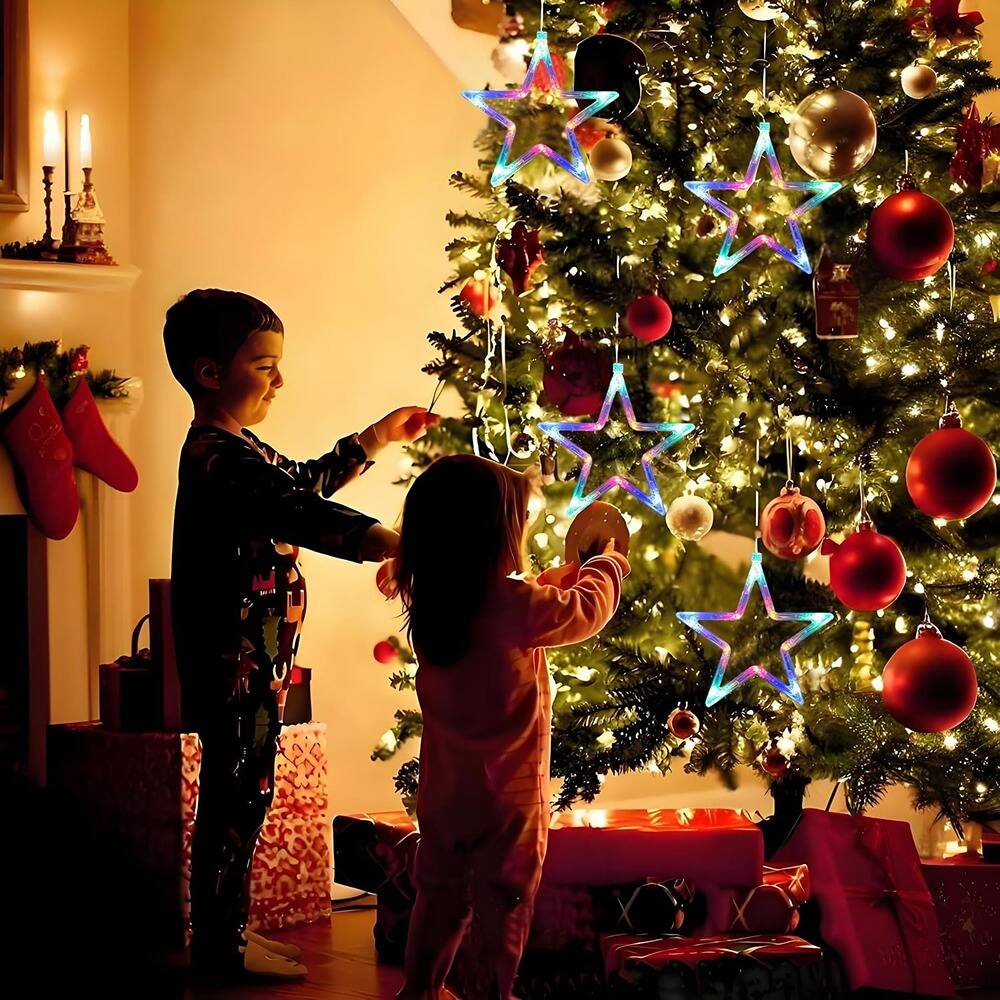 Alt View 3. MOSZAR LLC - Star LED String Lights, 3-Pack, 10 LEDs Each, Battery, Multicolor, Timer.