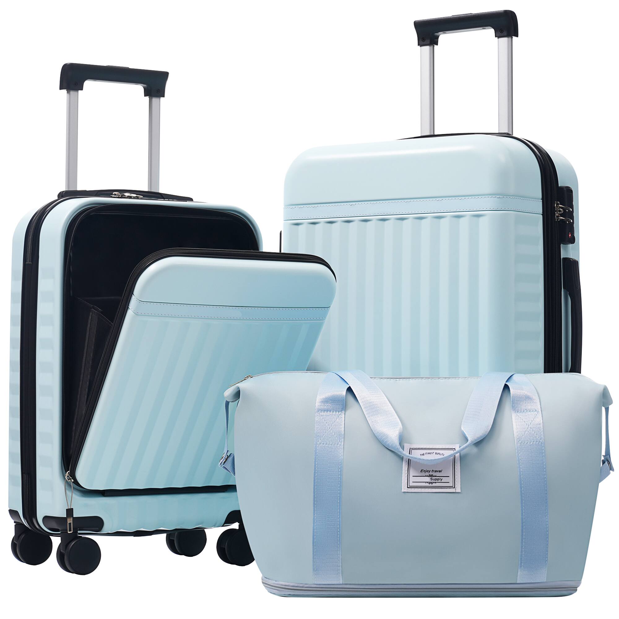 Front. Boyel Living - Light Blue Hardshell Luggage Set Spinner Suitcase with TSA Lock ABS Lightweight Material Durable Material - Navy.