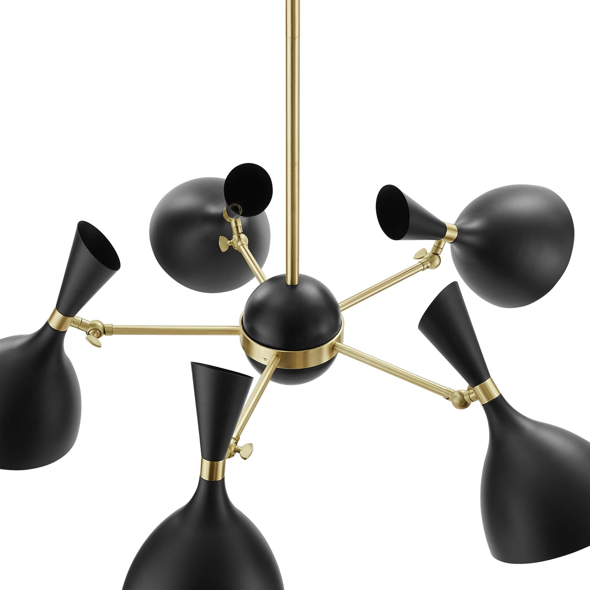 Alt View 2. Modway - Declare 5-Light 6" Arm Pendant by Modway - Black.