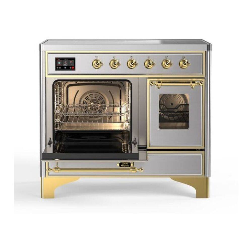 Alt View 6. ILVE - ILVE Majestic II 40 inch Induction Range with 6 Elements (Stainless Steel, Brass Trim) - Stainless Steel.