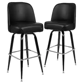 Emma + Oliver - 2 Pack Metal Barstool with Swivel Bucket Seat - Black