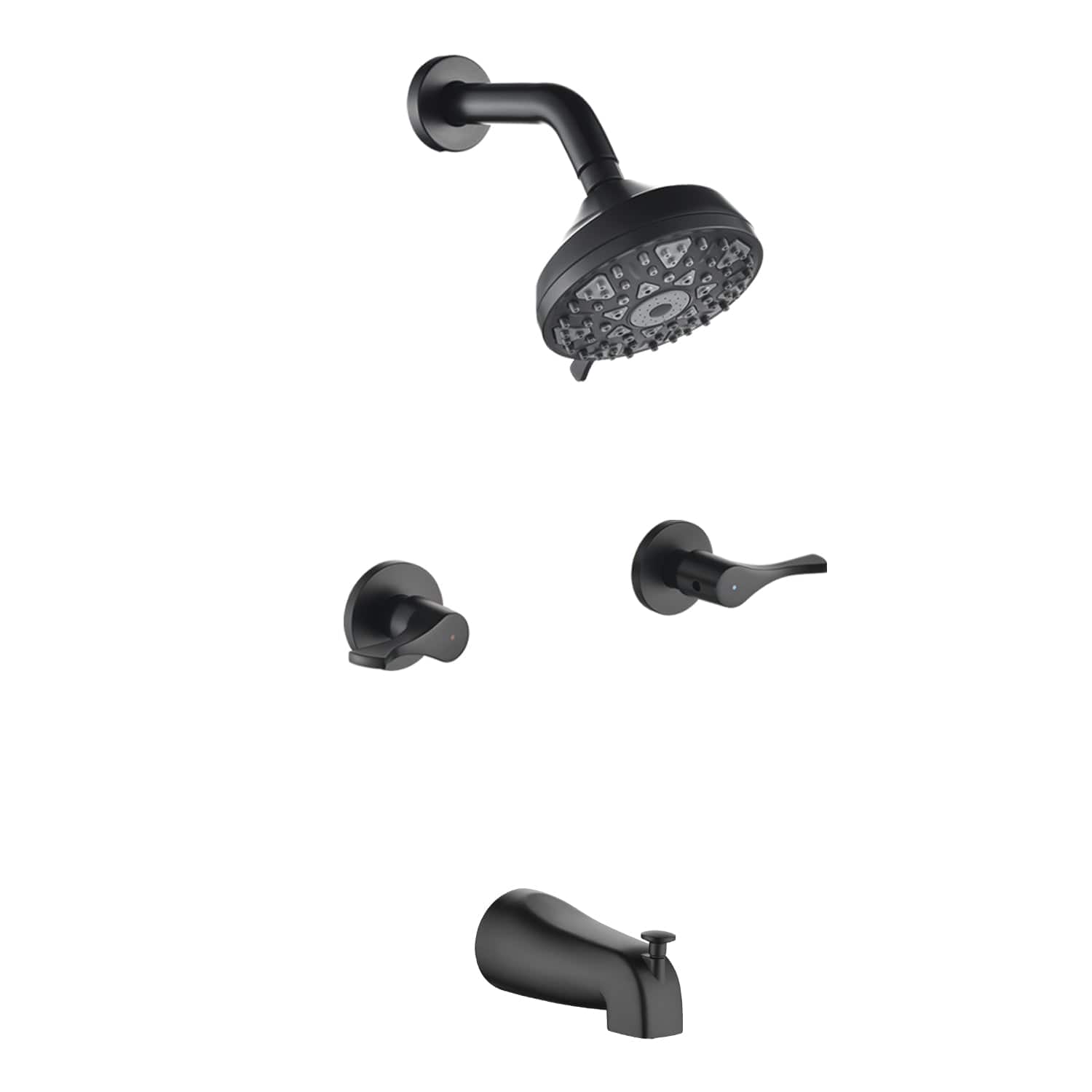 Boyel Living - Shower Set with 6 Function ABS Shower Head Dual Handle Control and High Flow Tub Spout - Matte Black
