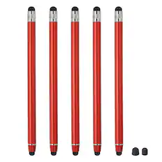 Front. Unique Bargains - 5pcs Stylus Pens for Touch Screens with 2 Extra Tips Dual Rubber Tips Capacitive Stylus Universal Tablet Sensitivity - Red.