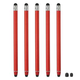 Unique Bargains - 5pcs Stylus Pens for Touch Screens with 2 Extra Tips Dual Rubber Tips Capacitive Stylus Universal Tablet Sensitivity - Red