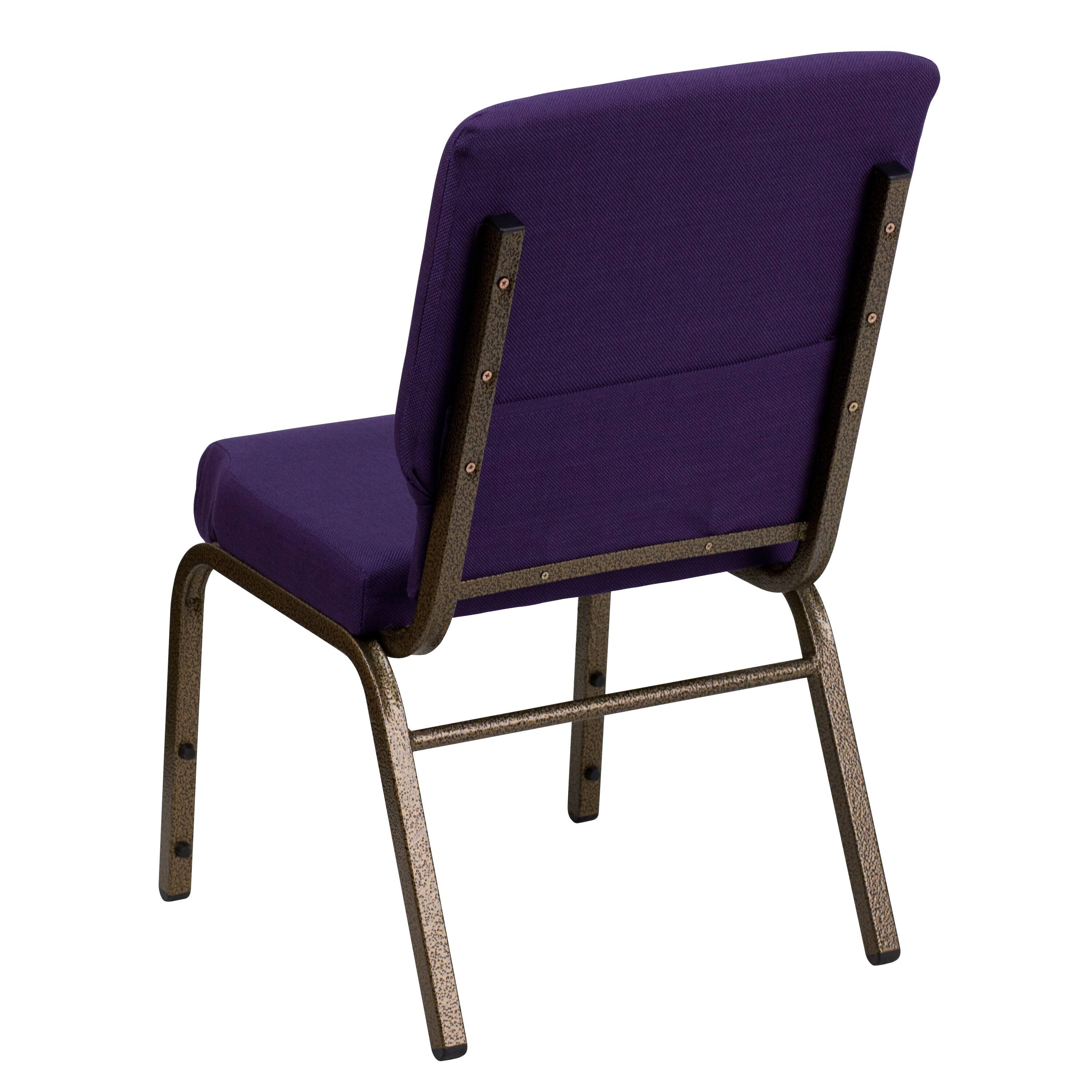 Alt View 5. Emma + Oliver - Stacking Auditorium Chair with 19" Seat - Royal Purple Fabric/Gold Vein Frame.