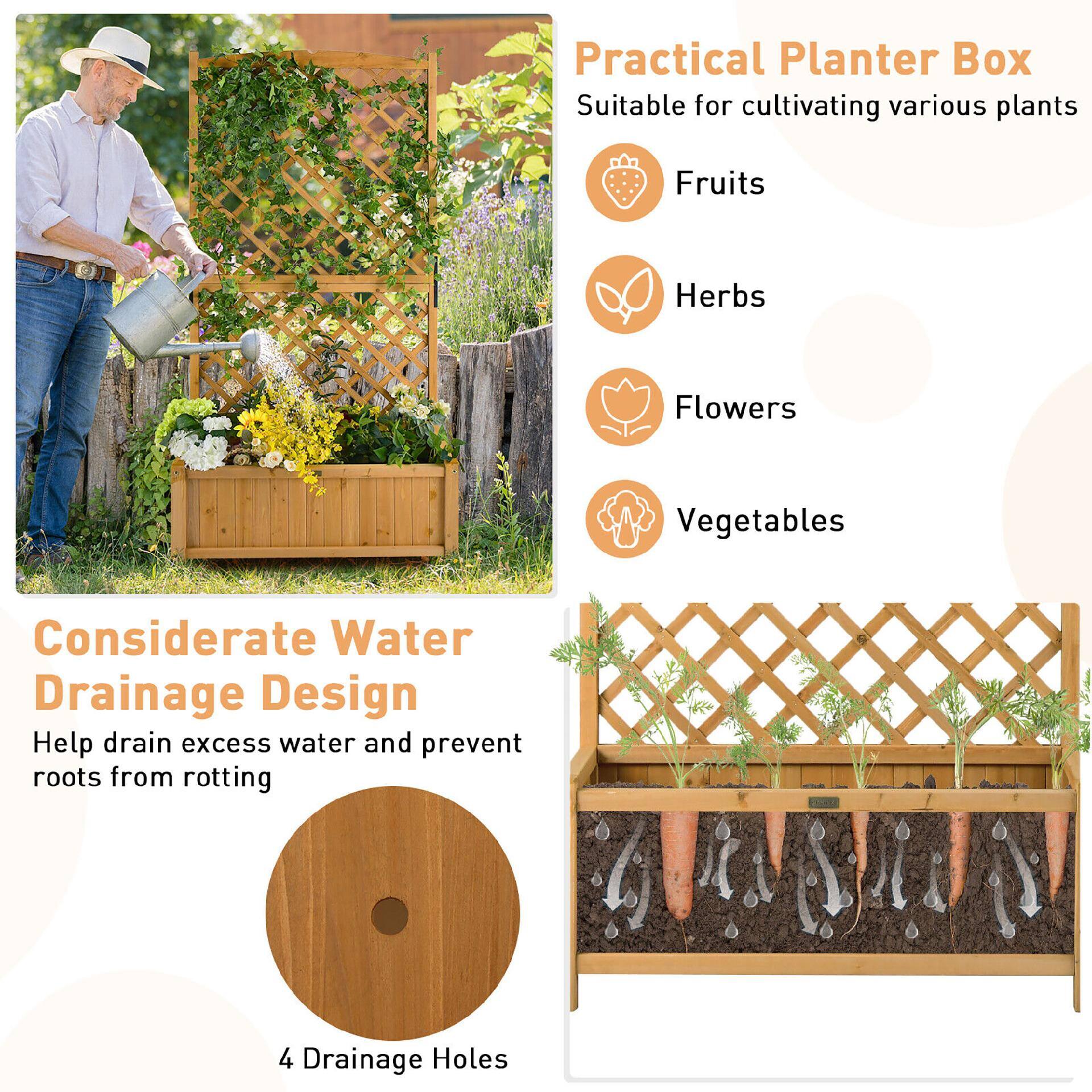 Practical Planter Box  
Suitable for cultivating various plants: Fruits, Herbs, Flowers, Vegetables  

Considerate Water Drainage Design  
Help drain excess water and prevent roots from rotting  
4 Drainage Holes