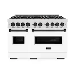 ZLINE - Autograph 48 in. Classic Gas Range with Black Accents (CGRSZ-WM-48-MB) - White