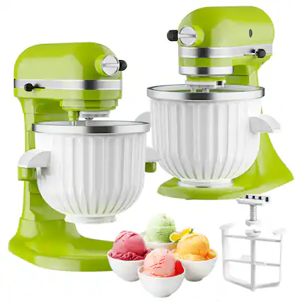 Front. Gvode - Gvode Ice Cream Maker Attachment, Compatible with KitchenAid®, Leak-Proof Bowl, Sorbet/Gelato/Yogurt - White.