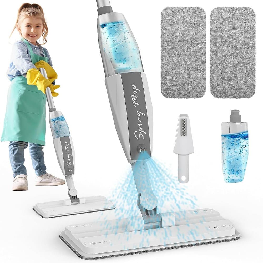Schertz - Toddler Cleaning Set - Small Spray Mop, Real Water Sprayer, Detachable Mops
