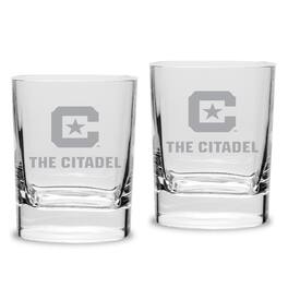 Jardine - Citadel Bulldogs 11.75oz. Two-Piece Luigi Bormioli Square Double Old Fashion Glasses Set - Multicolor
