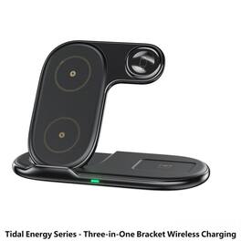 RISOKEYS - 3-in-1 Desktop Wireless Charger - Multi-Functional Mobile Phone Stand with Adjustable Wireless Charging - Black
