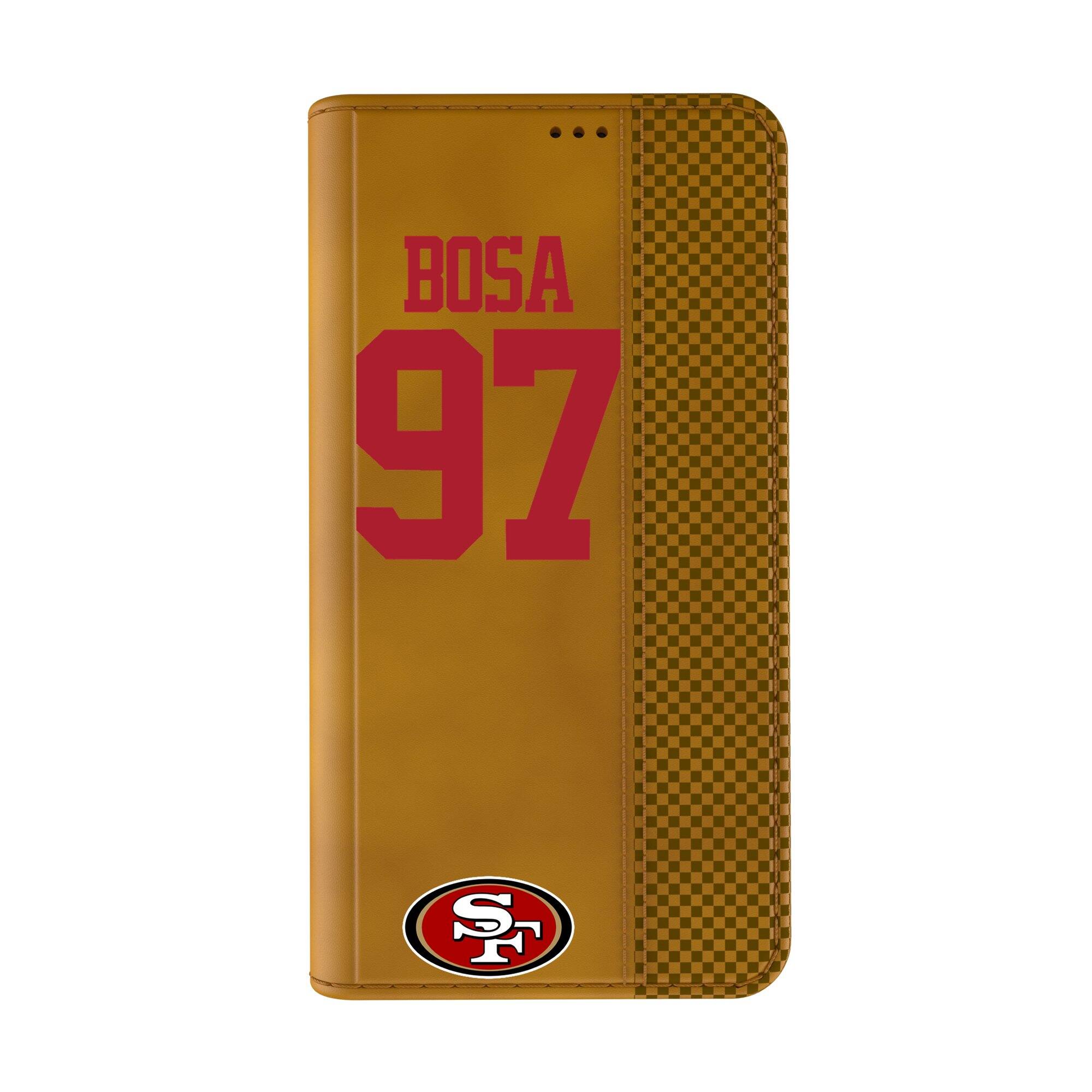 Alt View 1. Keyscaper - Nick Bosa Brown San Francisco 49ers Folio iPhone Case - 16e - Brown.