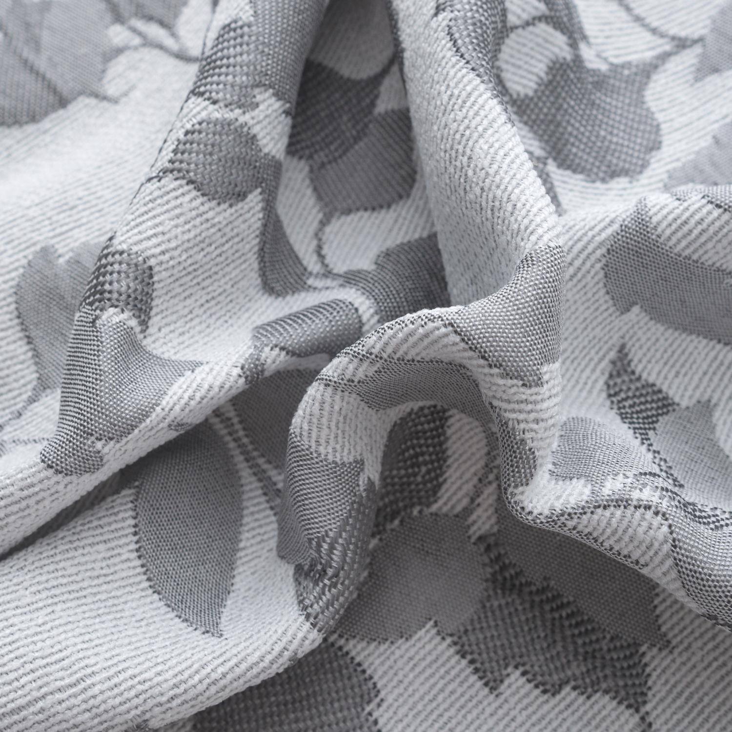Left. RT Designers Collection - RT Designer Collection Brent Jacquard Luxurious Decorative Grommet Curtain Panel 54" x 84" Silver - Silver.