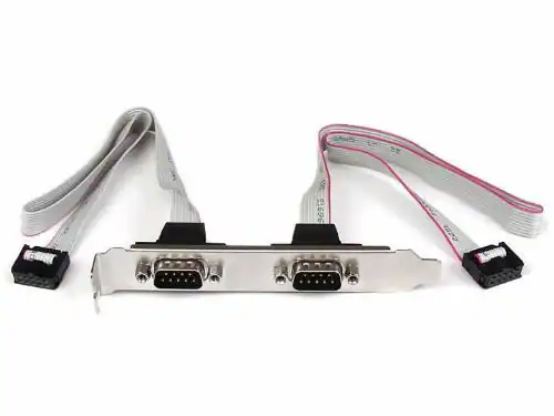 Front. Startech - 2 Port 16in DB9 Serial Port Bracket to 10 Pin Header.