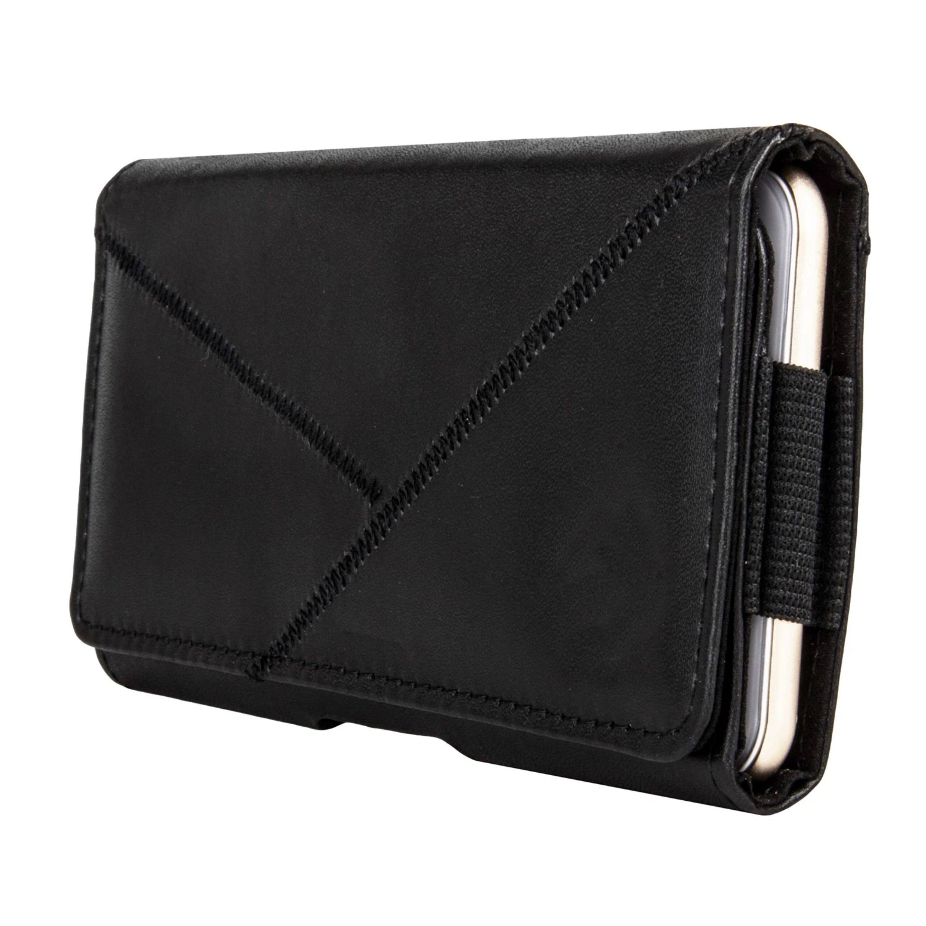 Angle. Kitcheniva - PU Belt Holster For 6.1″ Phones Midnight Black - Midnight Black.