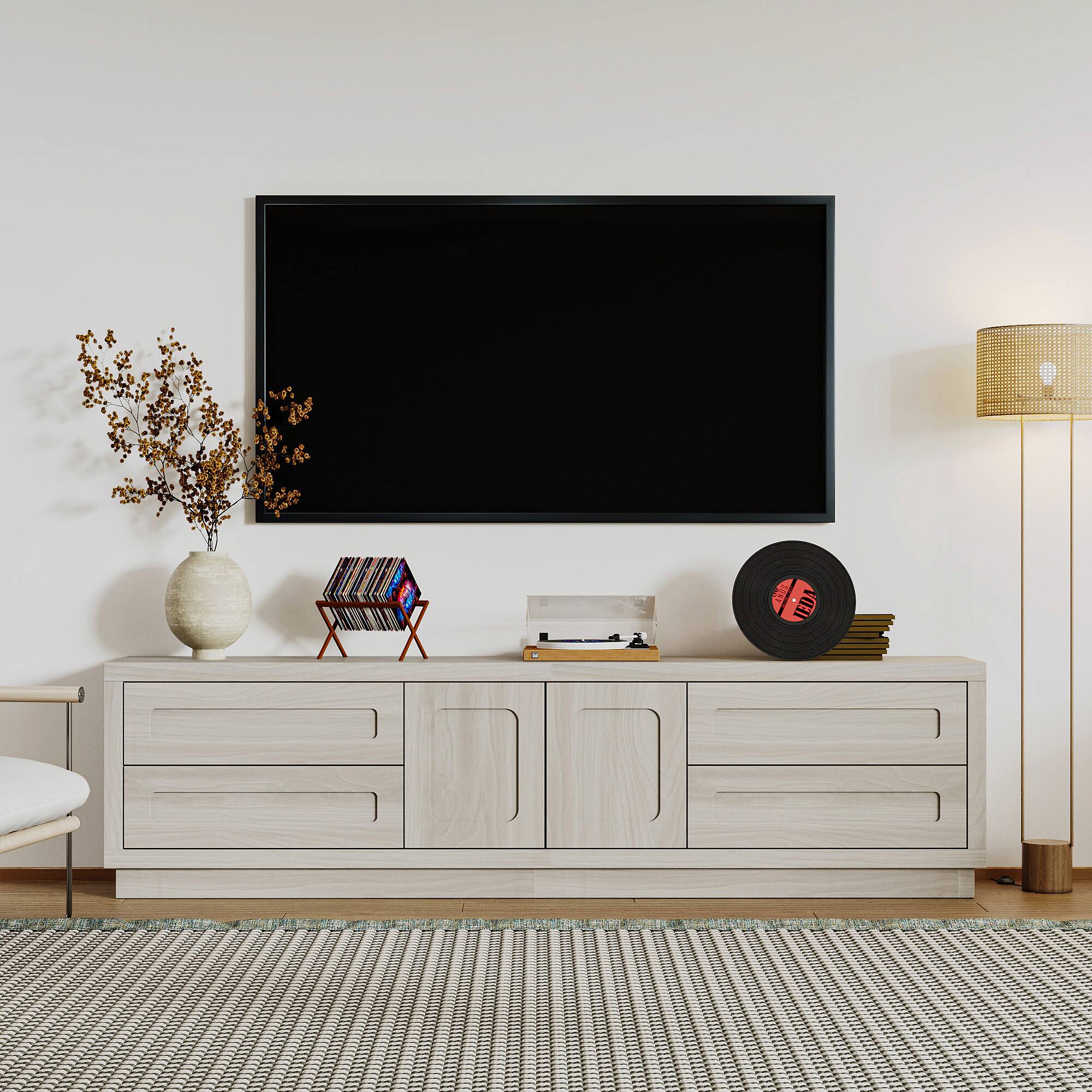 Alt View 2. FUFU & GAGA - FUFU&GAGA Light Gray TV Stand with Storage – 65" TV Fit, Modern Minimalist Design - Gray.