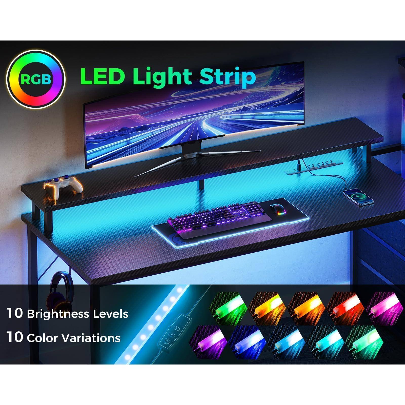 RGB LED Light Strip  
10 Brightness Levels  
10 Color Variations