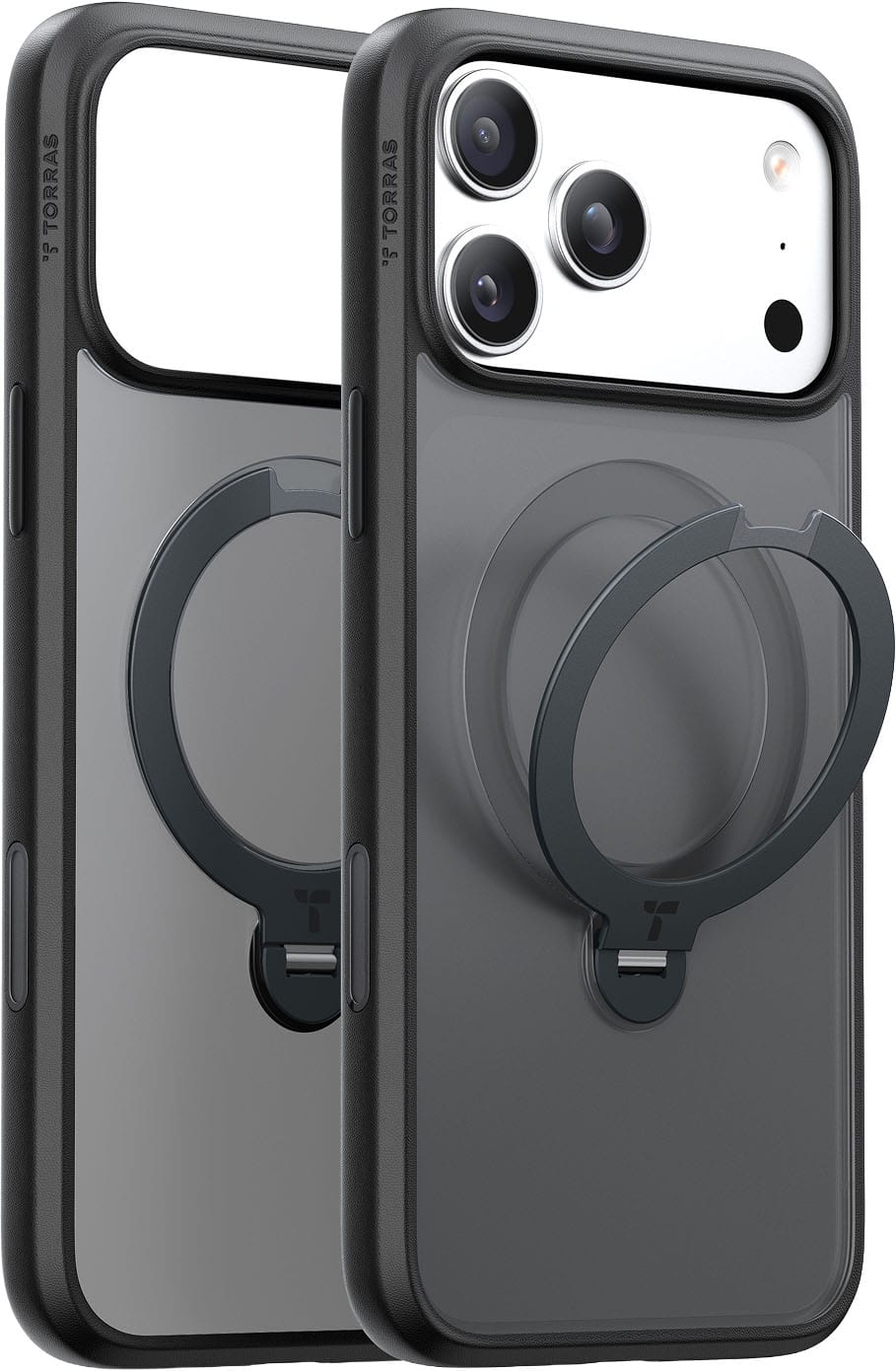 TORRAS - Ostand Q3 Spin Case for iPhone 18 Pro Max / iPhone 17 Pro Max - Slim Matte Cover with Rotating Magnetic Stand - Black