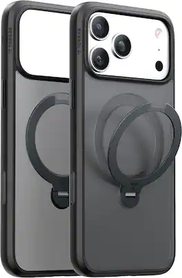 TORRAS - Ostand Q3 Spin Case for iPhone 18 Pro Max / iPhone 17 Pro Max - Slim Matte Cover with Rotating Magnetic Stand - Black