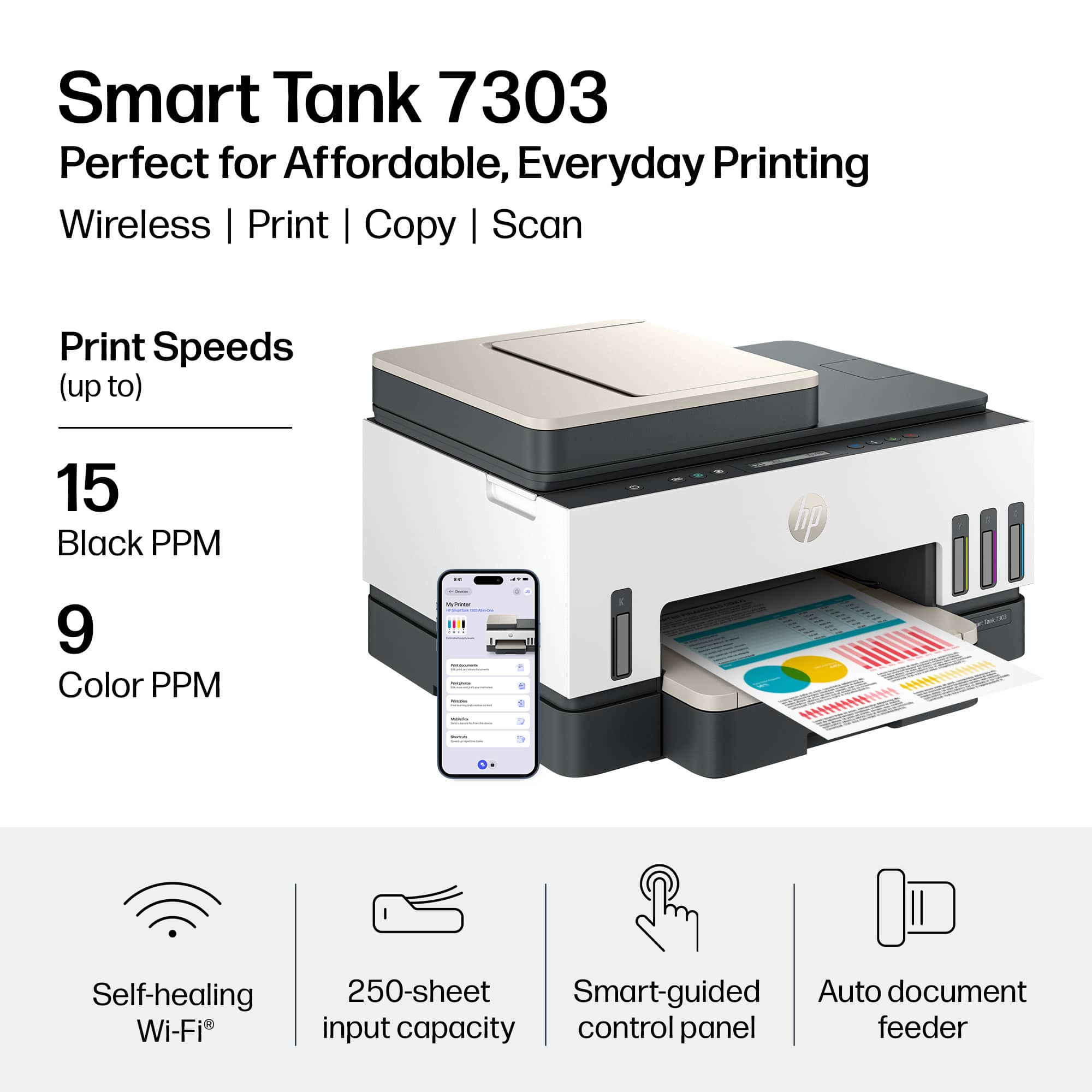 HP Smart Tank 7303 Wireless All in One AI Enabled Cartridge Free