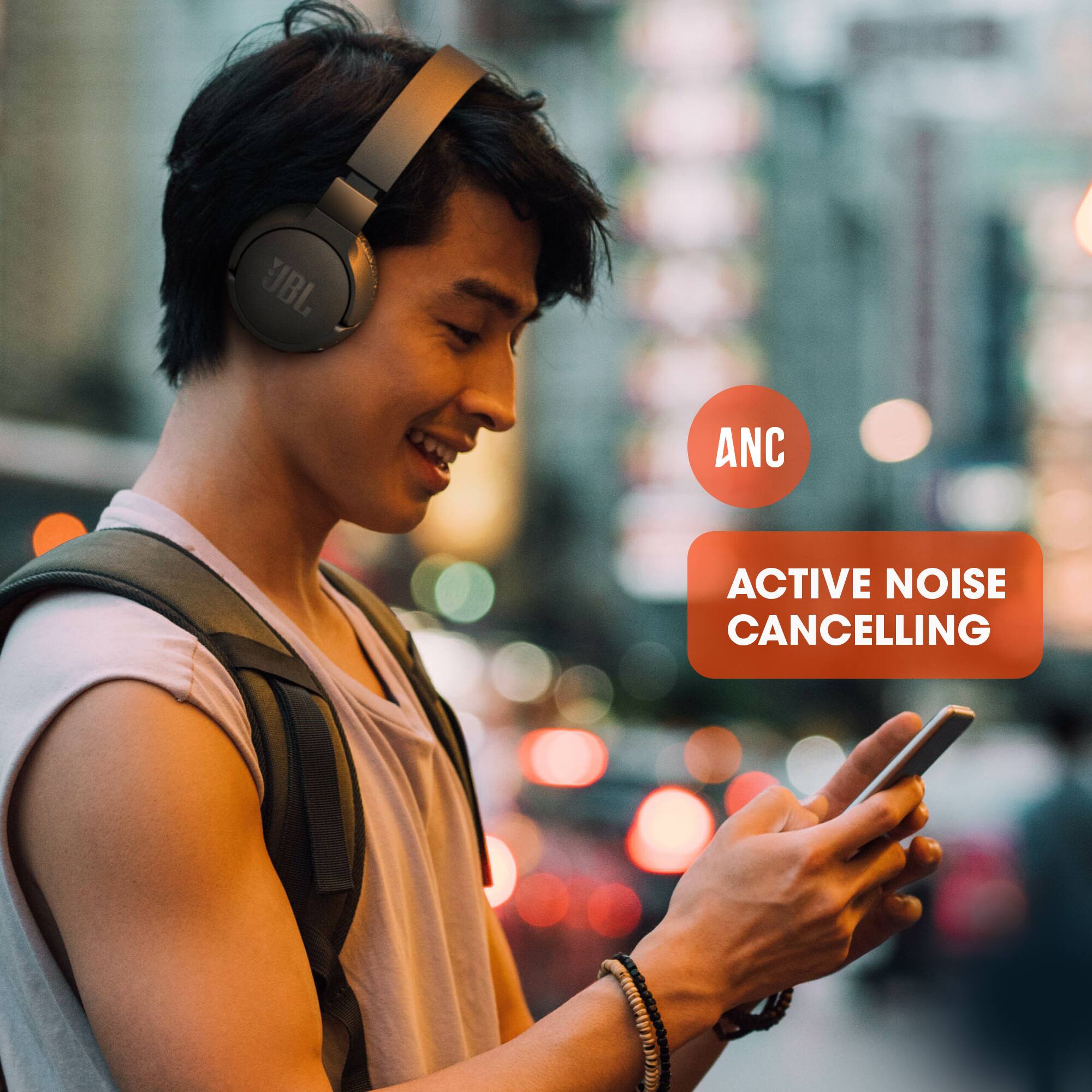 The text on the image is "ANC Active Noise Cancelling."