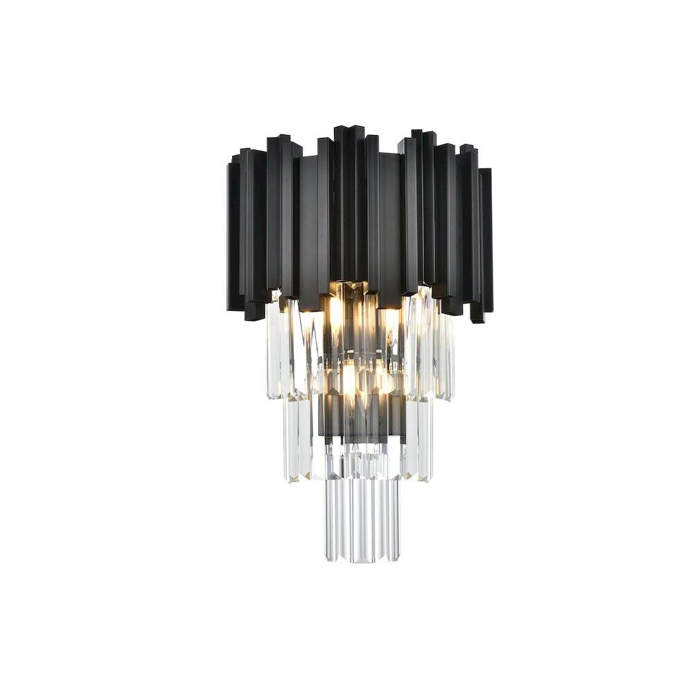 Left. Elegant Lighting - Willow 12 Inch Wall Sconce In Black - Black And Clear.