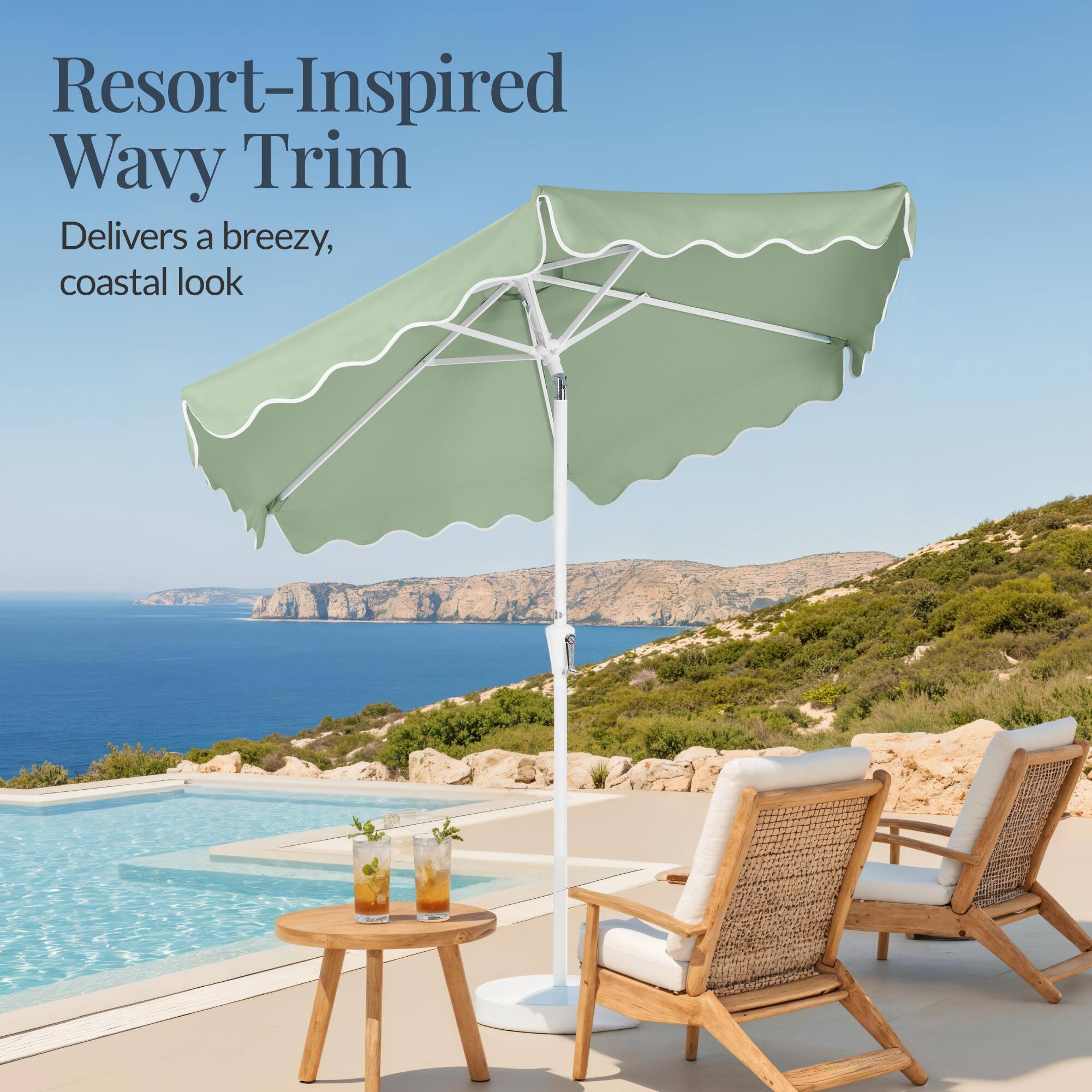 Resort-Inspired Wavy Trim  
Delivers a breezy, coastal look