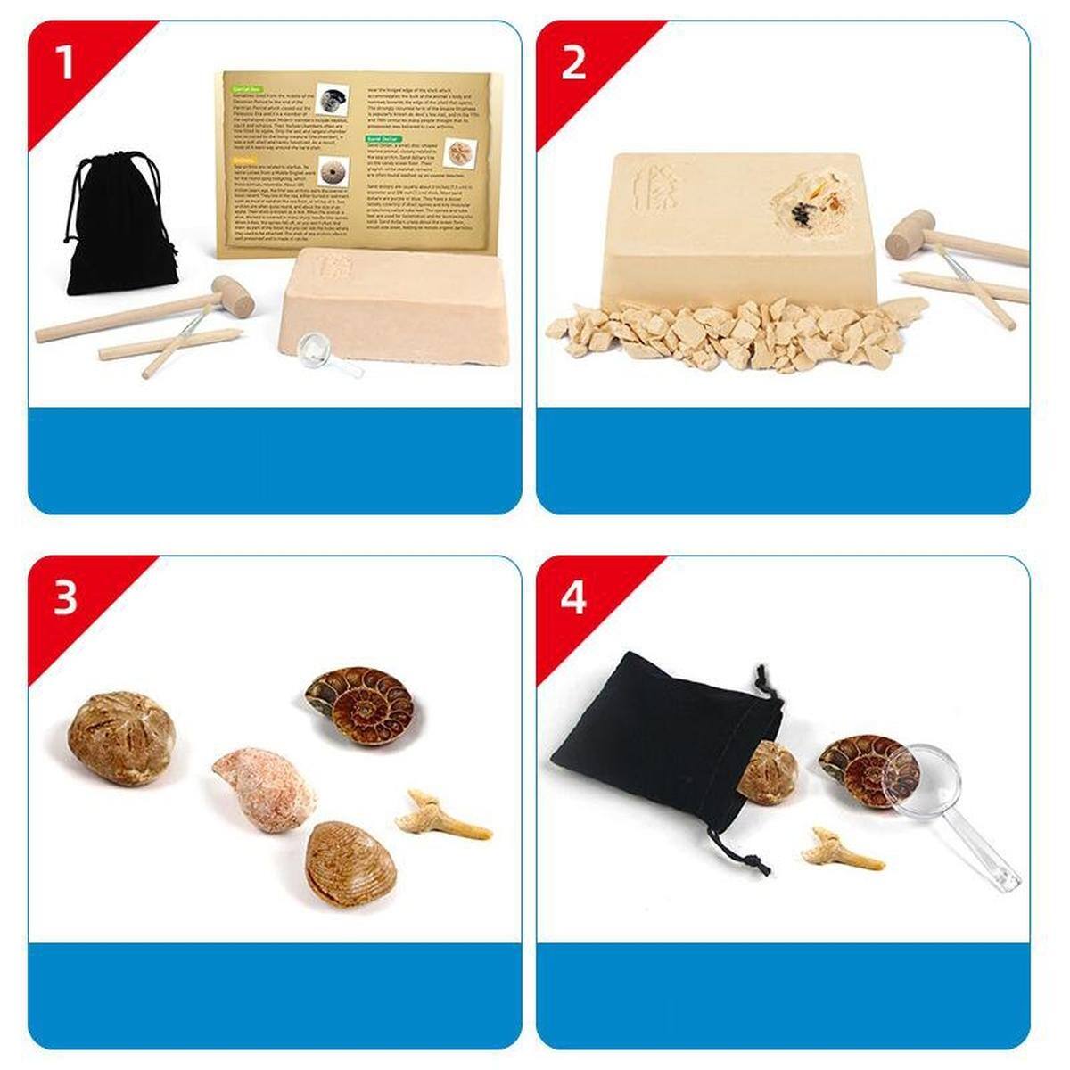 Alt View 1. JuzToys - Fossils DIG Kit, Dinosaur Digging Kids Activities, Educational STEM Toys Playset - Beige.