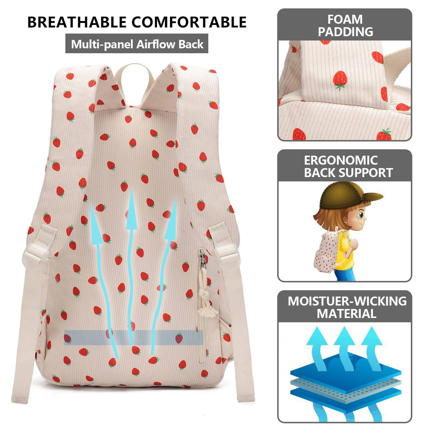 Alt View 1. Stamp n Camp - School Backpack Teens Book Bags With Lunch Box And Pencil Bag  Strawberry - Blue-black Galaxy.