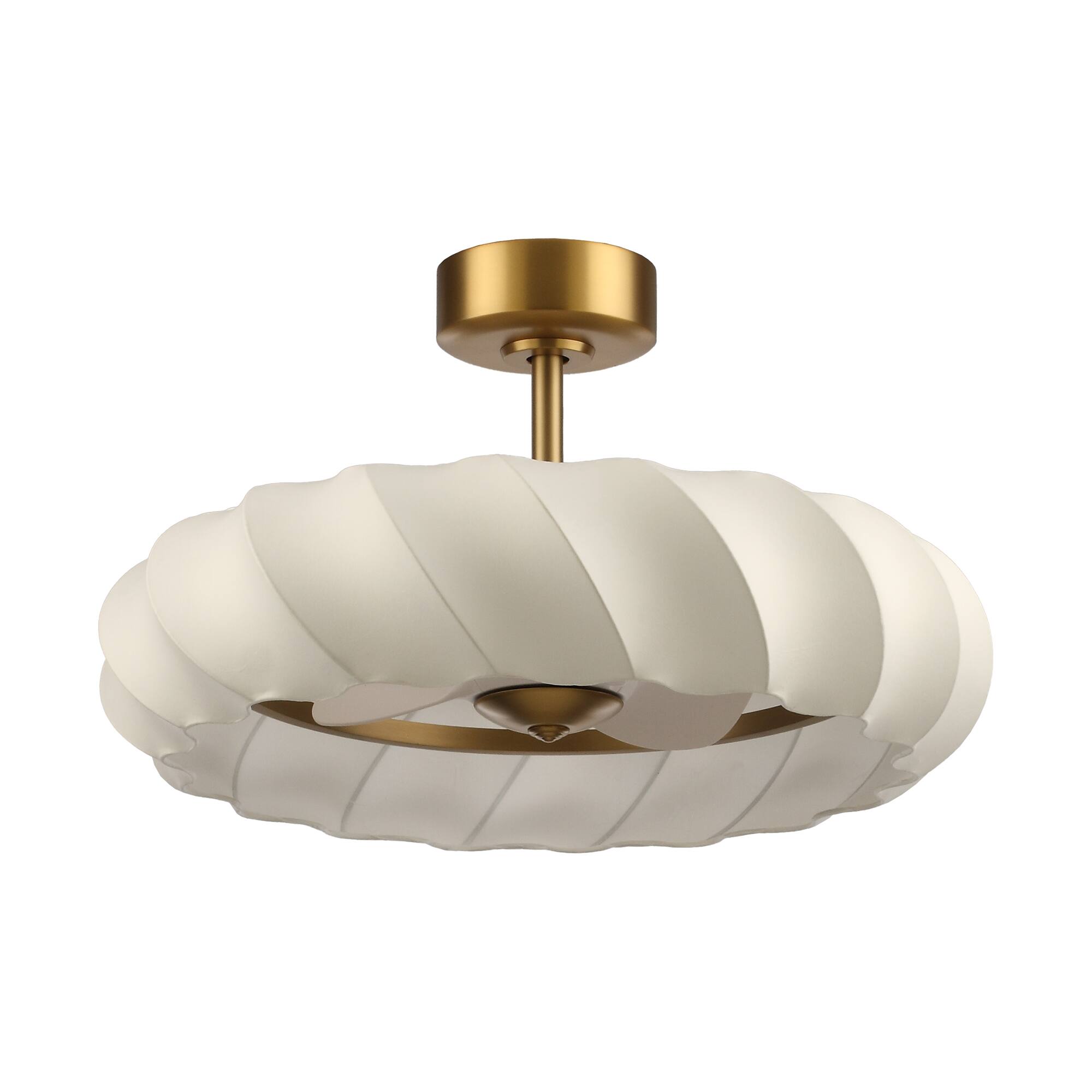 Alt View 2. Parrot Uncle - 30" Luxury Modern Silk Fandelier Ceiling Fan with LED Light, 6-Speed Reversible Motor and Remote Control - Brass.
