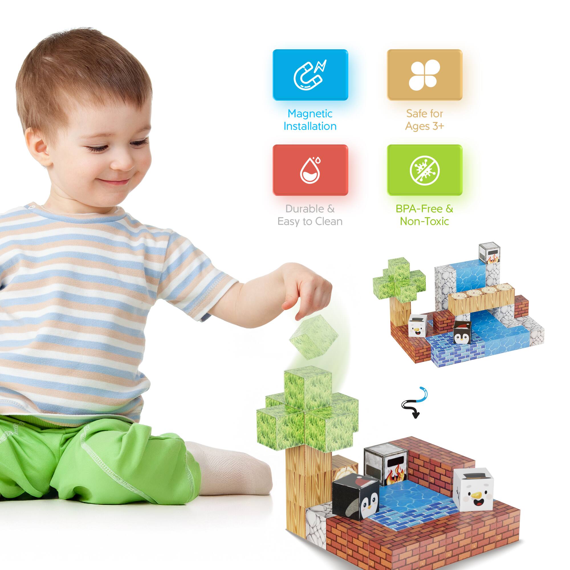 Magnetic Installation, Safe for Ages 3+, Durable & Easy to Clean, BPA-Free & Non-Toxic