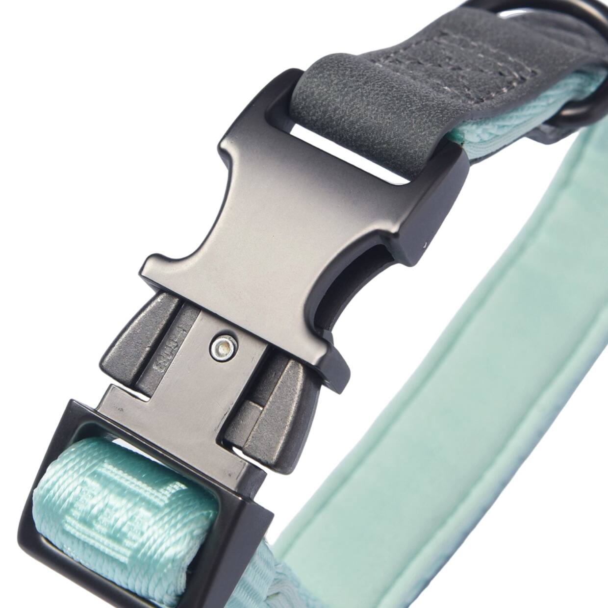 Left. PET MARVEL - PET MARVEL Heavy Duty Solid Dog Collar Neoprene Padded 1 in Wide, Mint Green S - Mint Green.