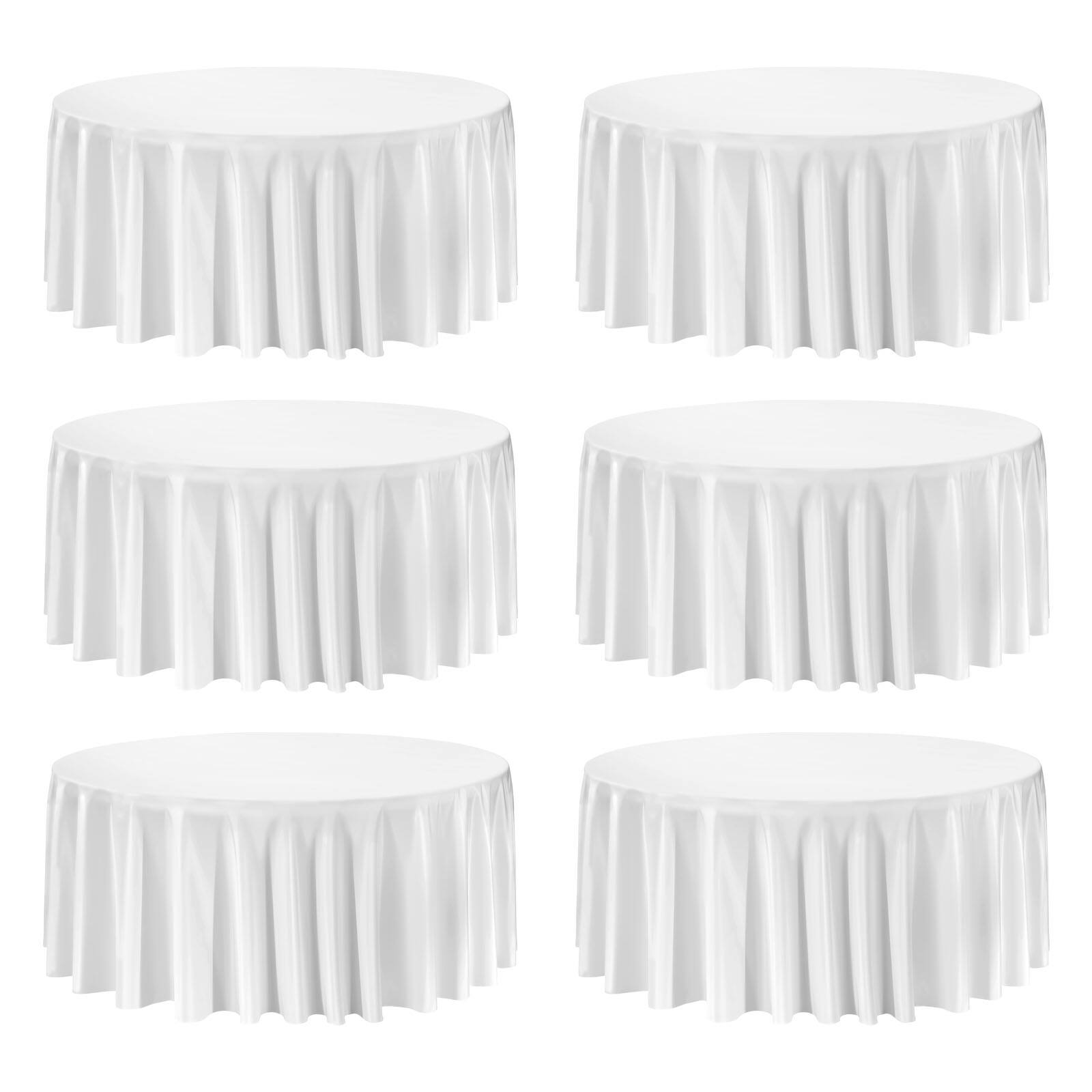 Alt View 5. VEVOR - White Round Tablecloths 6 Pack, 132 Inches in Diameter, Stain- & Wrinkle- Resistant, Machine Washable Table Clothes - White.