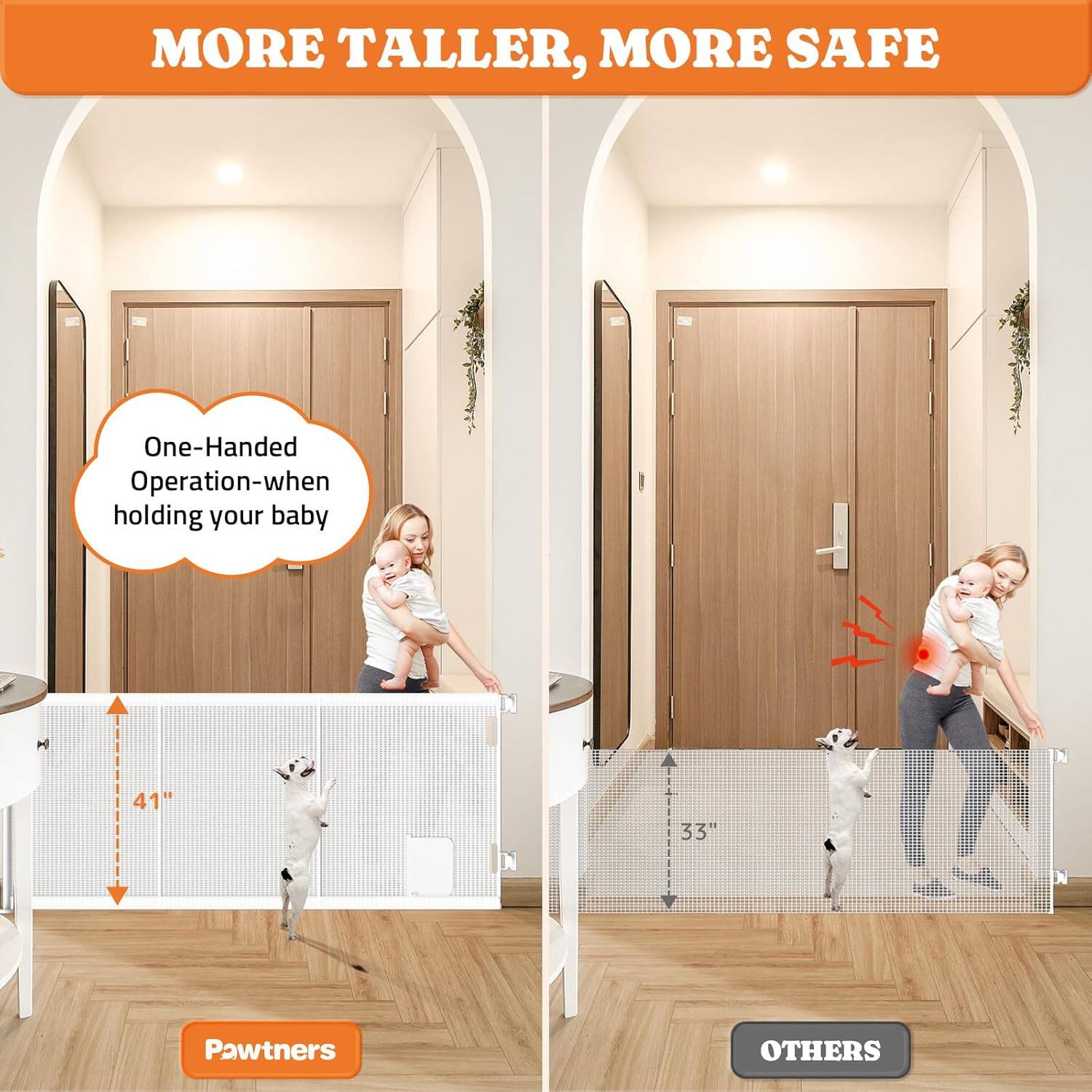 MORE TALLER, MORE SAFE
One-Handed Operation-when holding your baby
Pawtners
OTHERS