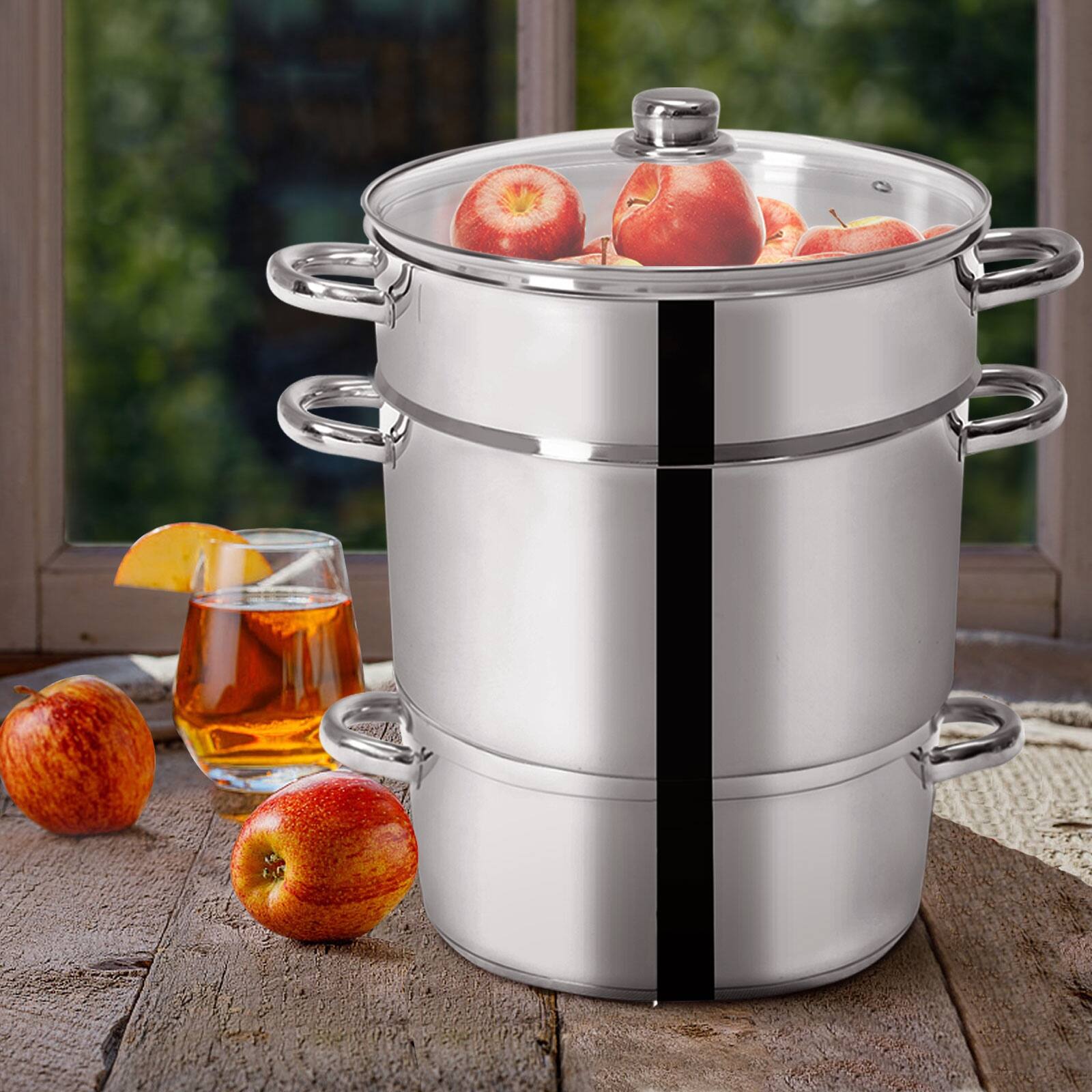Alt View 7. Ecooso - 11-Qt Stainless Steel Fruit Juicer Steamer Pot, Multi-Layer Steam Extractor for Juice and Jelly - Silver.