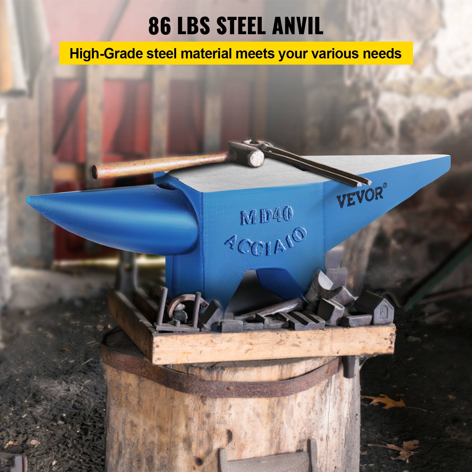 86 LBS STEEL ANVIL  
High-Grade steel material meets your various needs  
VEVOR MD40 ACCIAIO