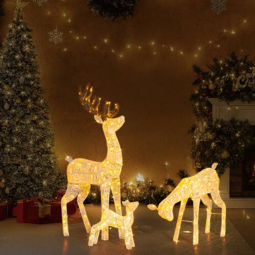 Alt View 9. Winado - 3 PCS Portable Lighted Christmas Reindeer Family 5 FT for Indoor / Outdoor Holiday Decoration - White.