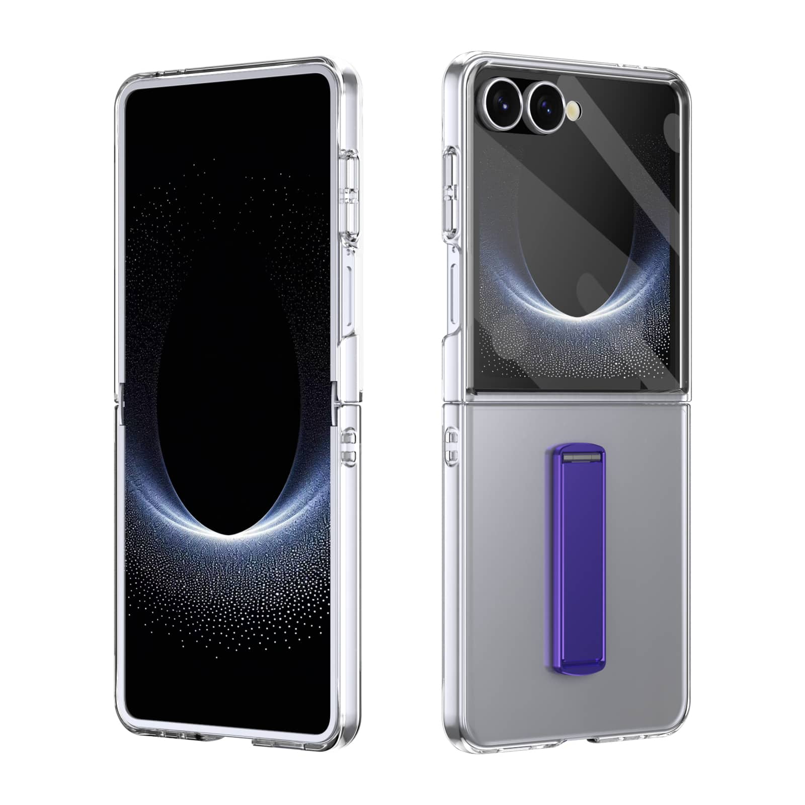 Dteck - for Samsung Galaxy Z Flip8 Slim Clear Case with Built-in Screen Protector & Kickstand, Shockproof Hard PC Shell - Purple price history on PriceWatchPro