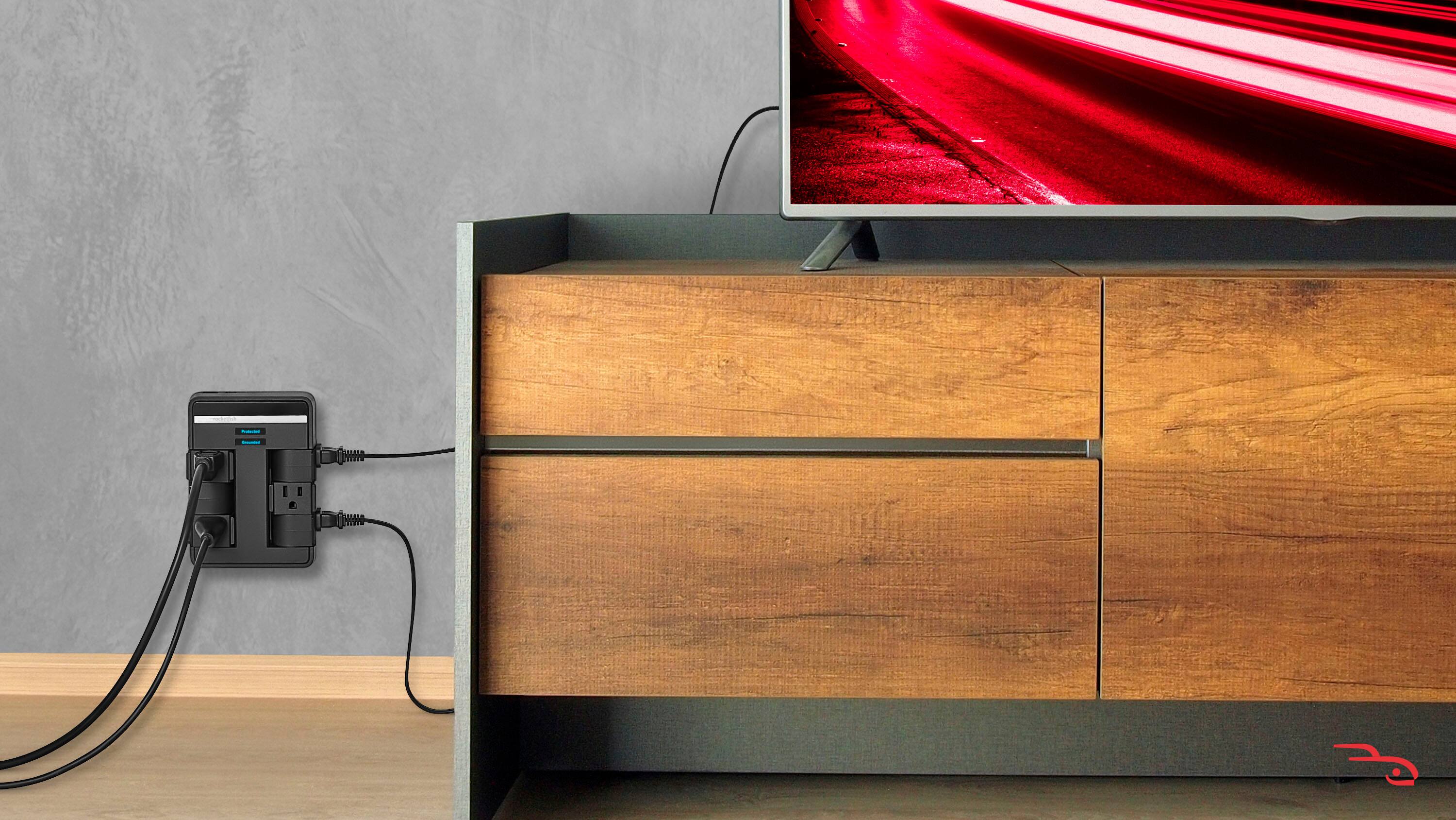 Alt View 3. Rocketfish™ - 6-Outlet/1-USB/1-USB-C Swivel Wall Tap 2,100 Joules Surge Protector - Black.