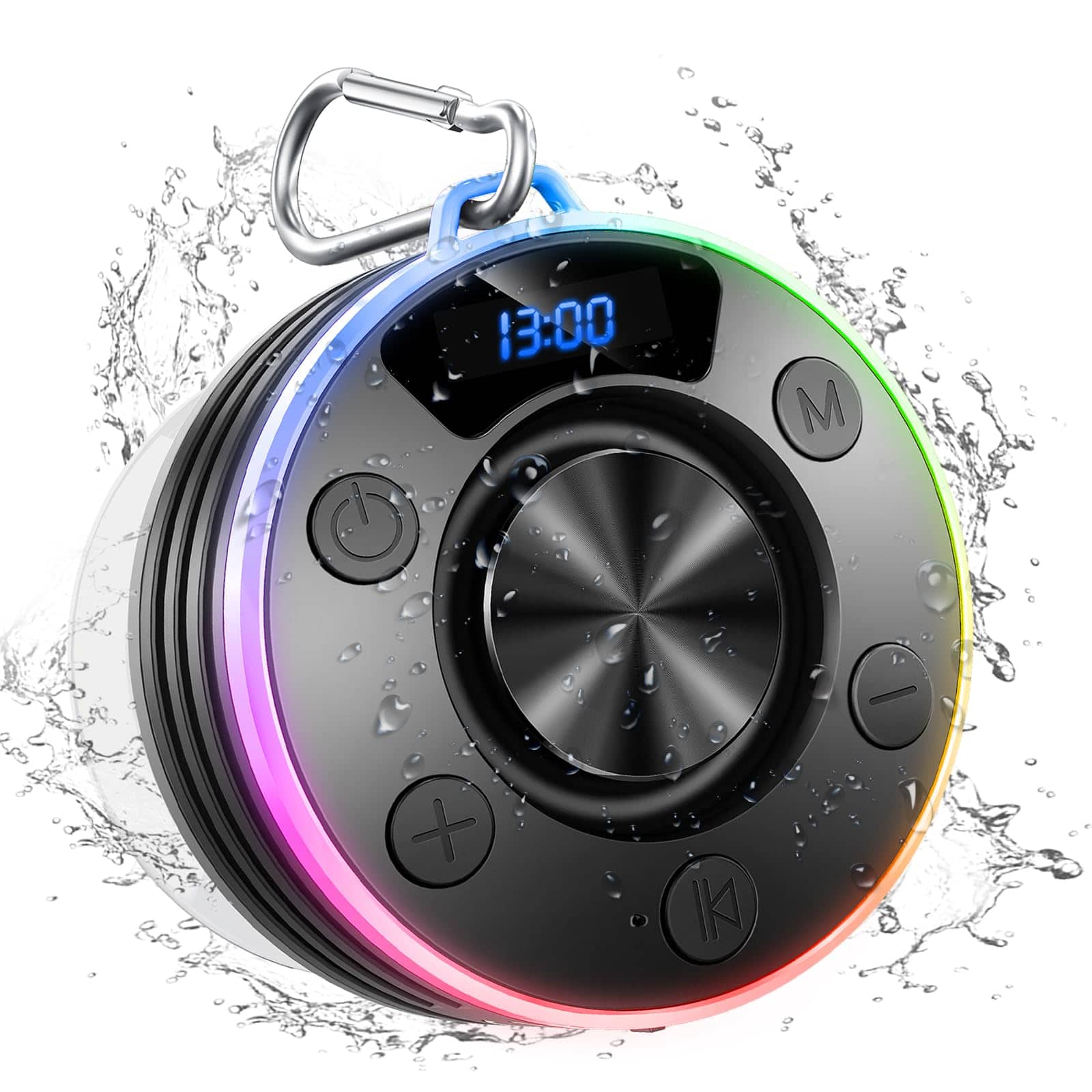 Dazzed Corner - Bluetooth Speaker, Waterproof Speakers Bluetooth Wireless with RGB Light - Black