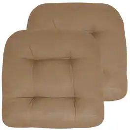 Sweet Home Collection - Patio Cushions Indoor/Outdoor Chair Pads Tufted 19" x 19", 2-Pack - Taupe